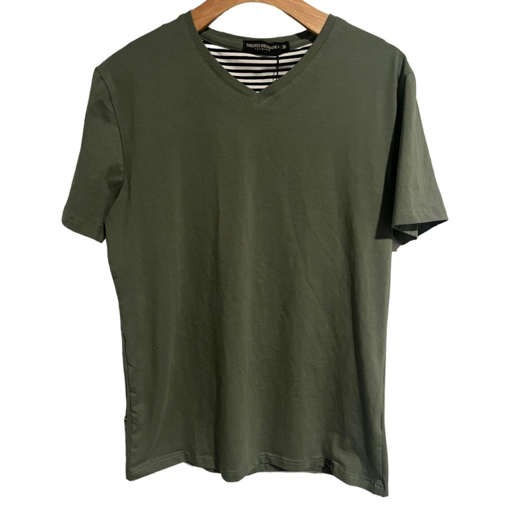 V-Neck Short Sleeve Dress Shirt - Olive